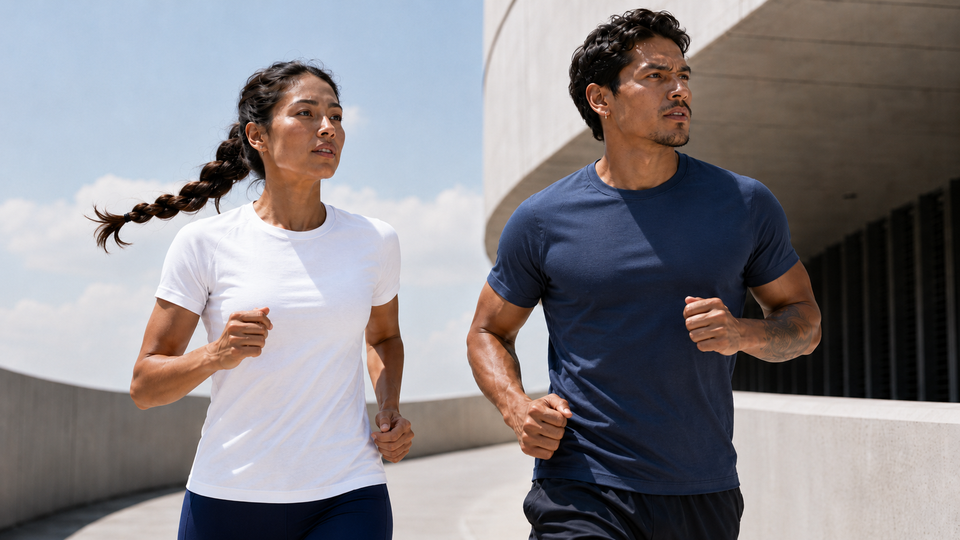 Remeras deportivas de poliamida Muven usadas por corredores en Paraguay